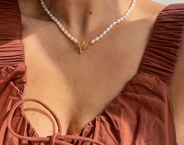 Pearl T Bar Necklace