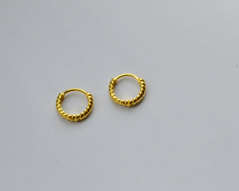 Small Twisted Gold Huggie Earrings