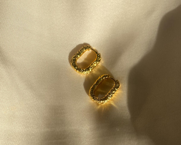 Textured Square Shaped Huggie Earrings