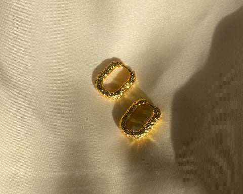 Textured Square Shaped Huggie Earrings